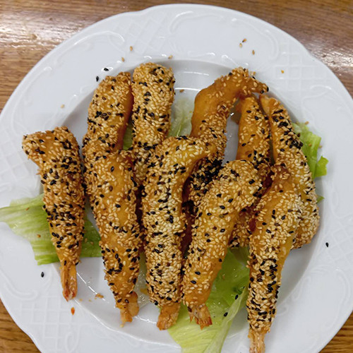 Gambas rebozadas con sésamos