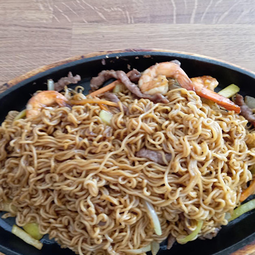 Tallarines a la plancha